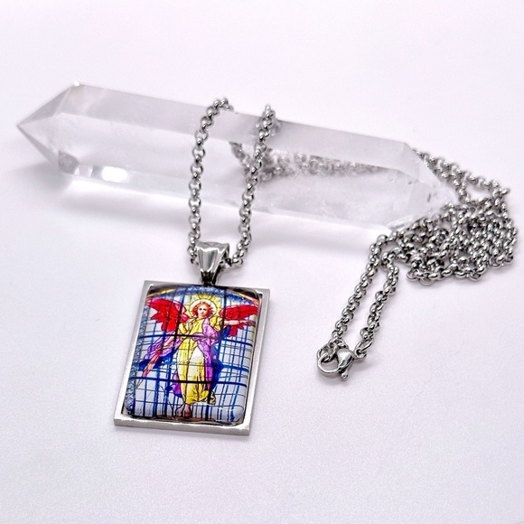 ARCH Angel Michael Silver Protection Necklace Pendant - Picture 1 of 5